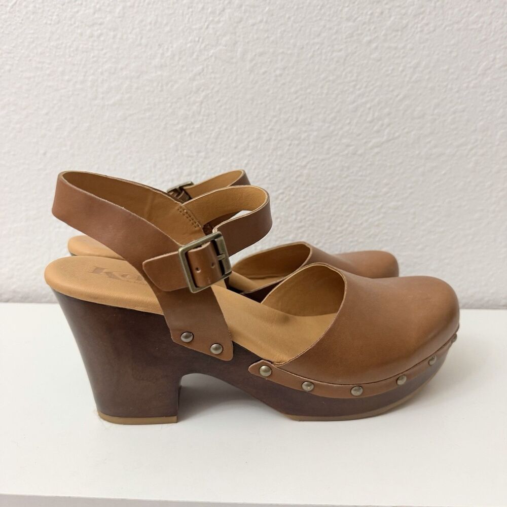Korks by Kork-Ease Brown Leather Clog Heels Mary Jane Platform Shoes Women 10/42 - Picture 3 of 11